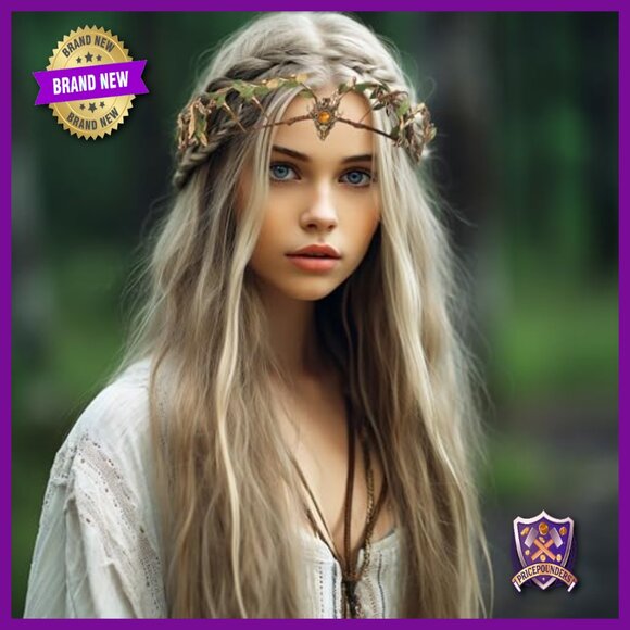 Golden Floral Headband for Women Renaissance Wedding Cosplay Prom Photo Props main image 5
